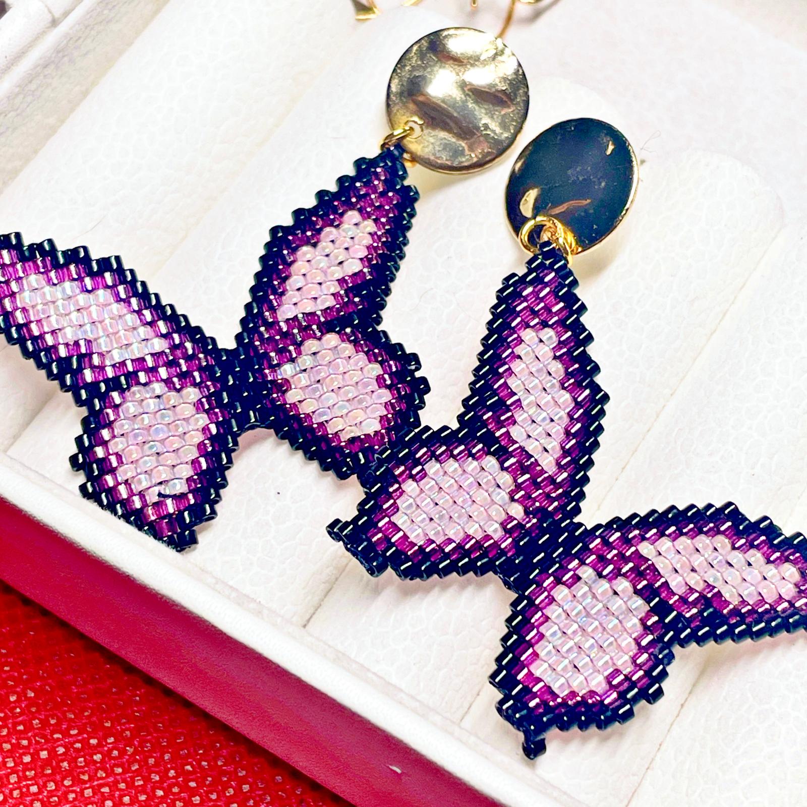 Violet Butterfly Miyuki Earrings