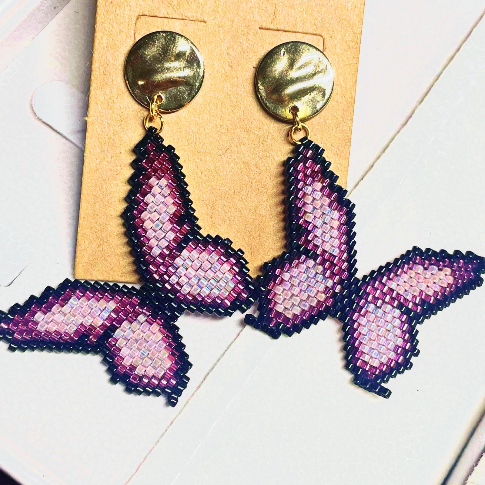 Violet Butterfly Miyuki Earrings